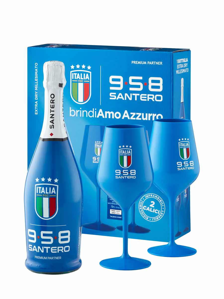 958 Santero Azzurri Figc Box with 2 Glasses